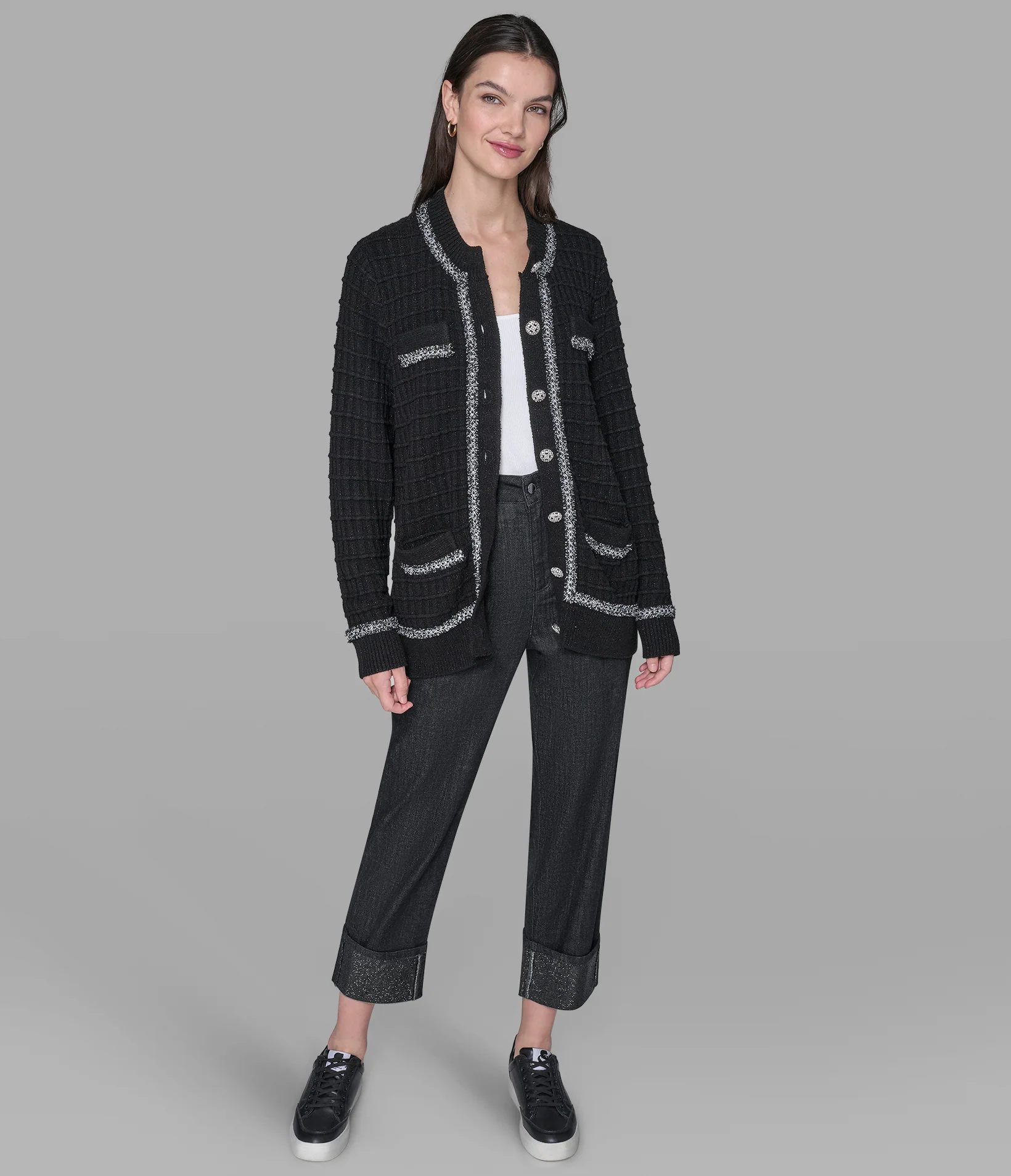 TWEED TRIM CARDIGAN - Image 3