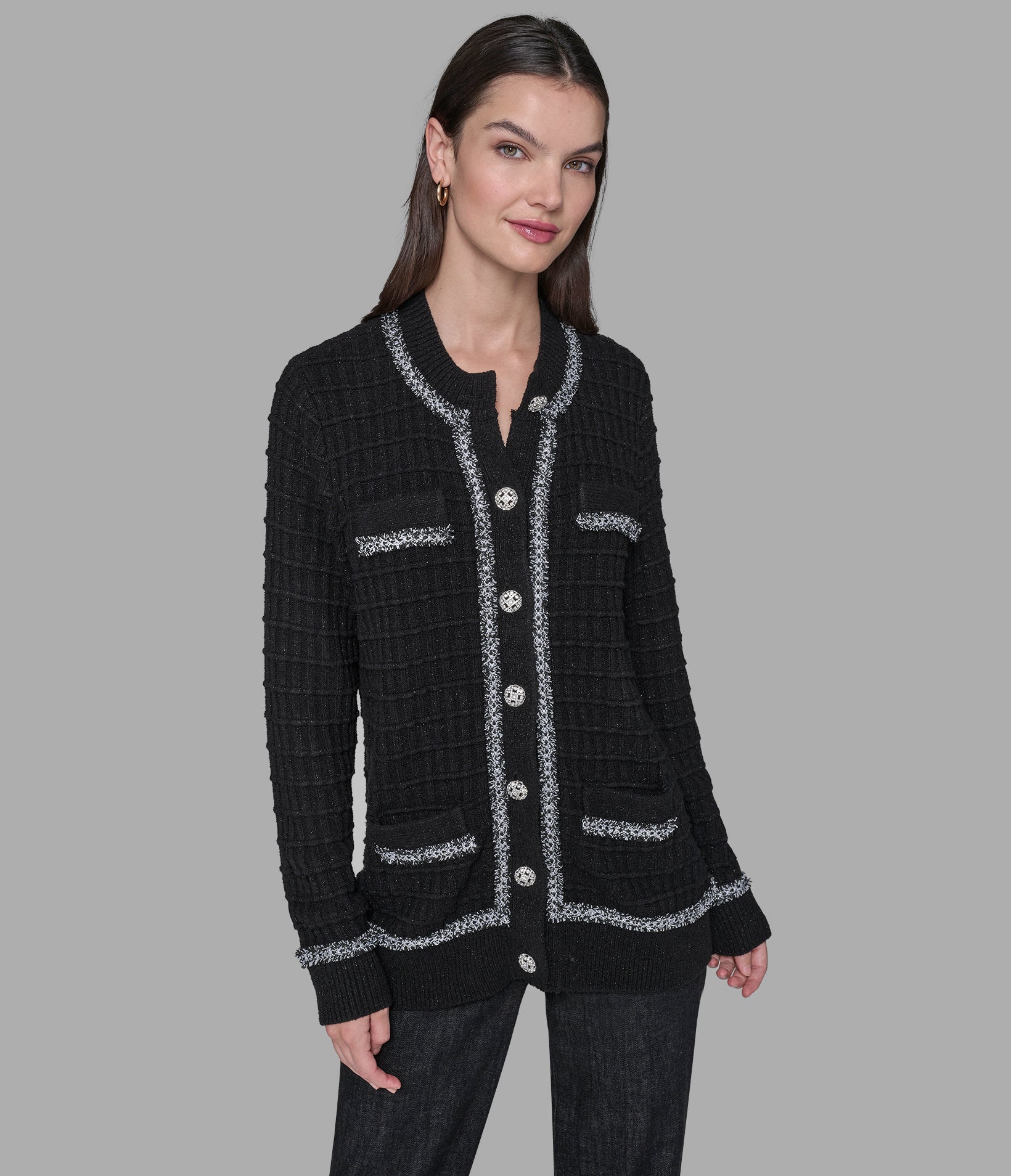TWEED TRIM CARDIGAN - Image 5