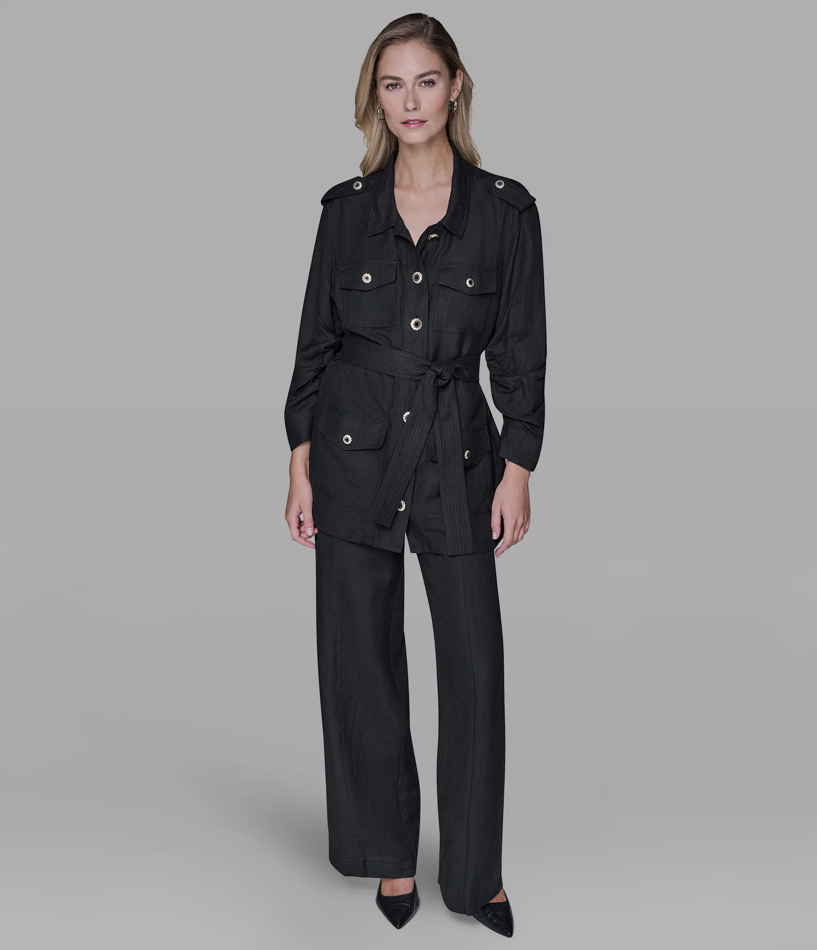 LINEN BLEND BELTED JACKET - Image 4