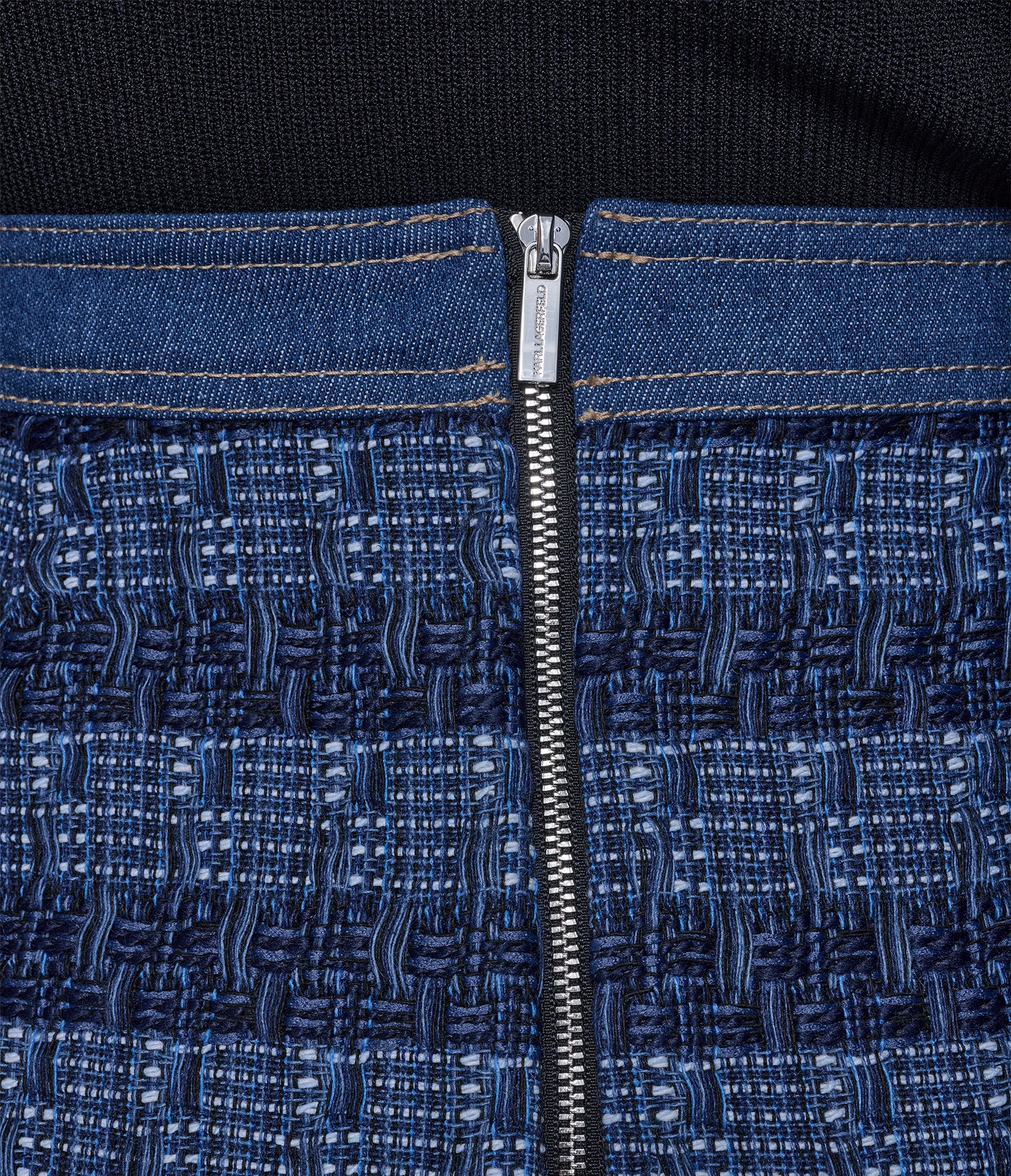 MIXED MEDIA TWEED DENIM SKIRT - Image 7