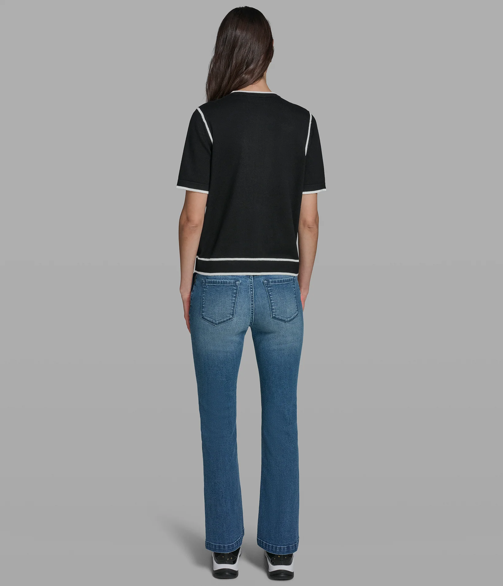 SHORT SLEEVE CARDIGAN WITH CONTRAST TRIM - Image 6